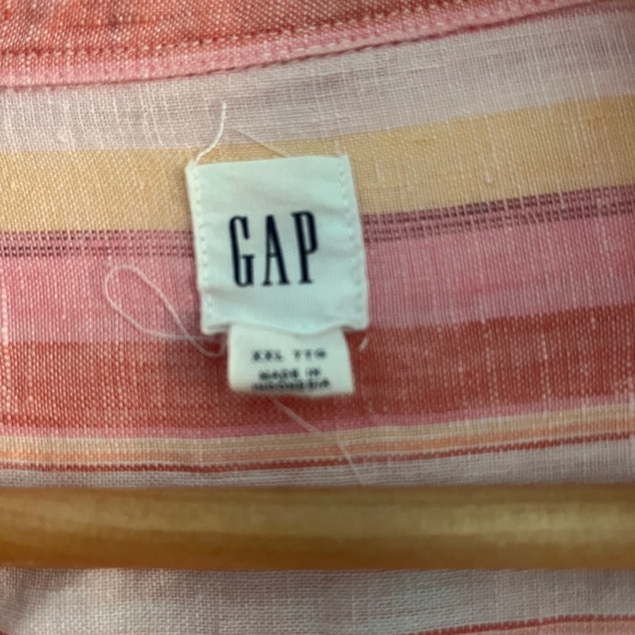 GAP 100% Linen Boyfriend Popover Tunic, Pink Stripes, XXL - Picture 7 of 10